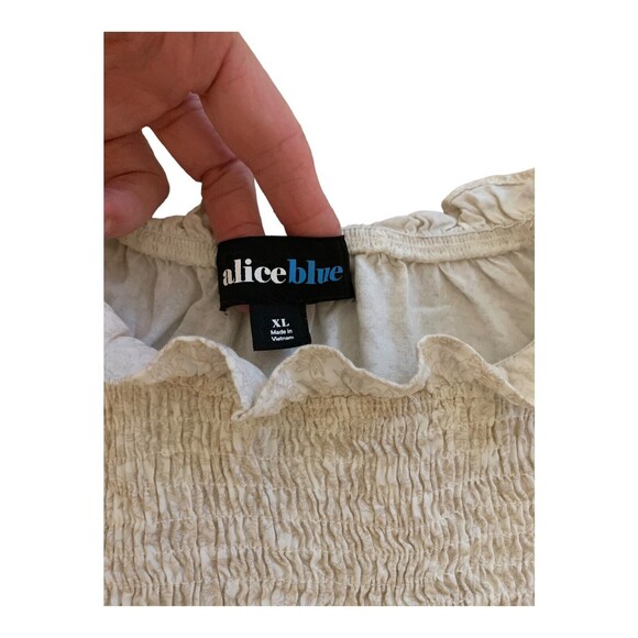 Alice Blue Cream Floral Lace High Neck Blouse Womens Size S - Picture 9 of 14